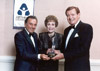 From the 1994 gala, comedian Norm Crosby, Jane Wyman and Chick Hearn, who received the Jane Wyman Humanitarian Award.