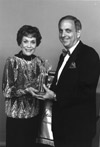 Jane at the 1989 Arthritis Foundation 'Commitment to a Cure' gala with David Green, recipient of the Jane Wyman Humanitarian Award.